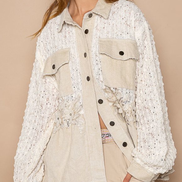 POL | Tops | New Pol Corduroy Beige Oversized Button Down Shacket ...